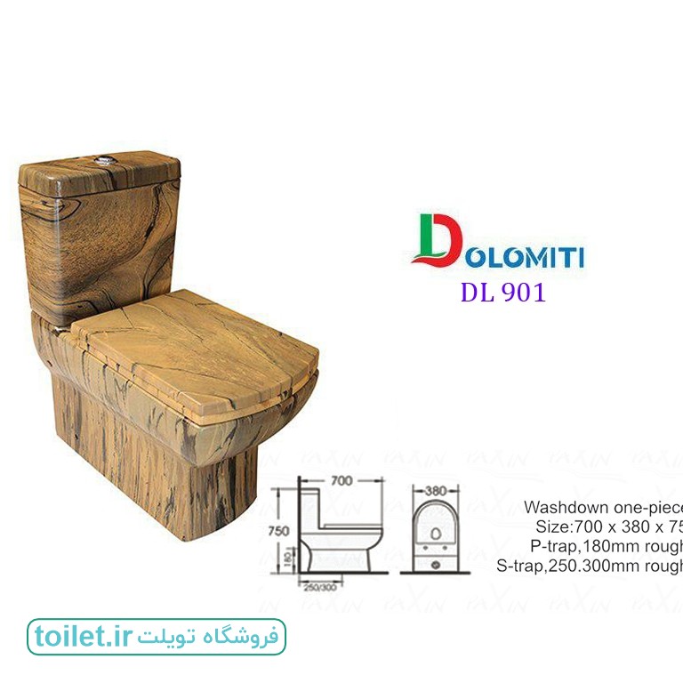 توالت فرنگی دولومیتی طرح سنگ بارگه های چوب -DL901 توالت فرنگی دولومیتی طرح سنگ بارگه های چوب -DL901