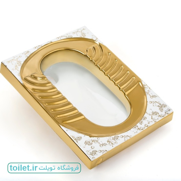 توالت زمینی طلایی سفید گل دار دولومیتی کد 4390 توالت زمینی طلایی سفید گل دار دولومیتی کد 4390