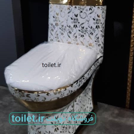 توالت فرنگی طلایی گلدار مدل 4452