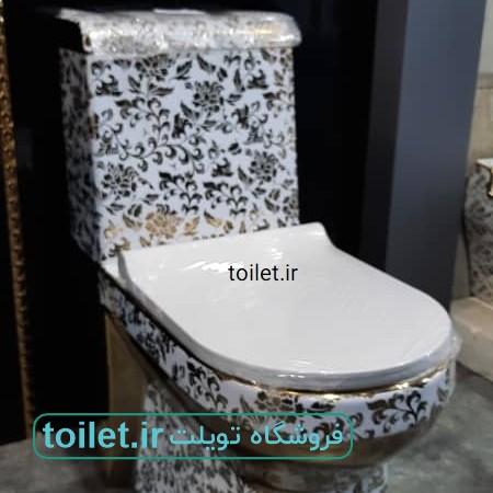 توالت فرنگی طلایی گلدار مدل 4453     