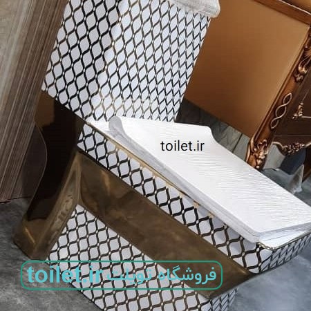 توالت فرنگی طلایی گلدار مدل 4454     